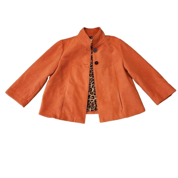 Chico's russet orange swing jacket smooth plush 3/4 sleeve. - Picture 6 of 17